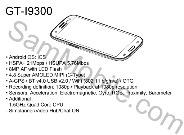 Galaxy S3の公式資料の画像がリーク 端末イラストや一部仕様が掲載されている ゼロから始めるスマートフォン