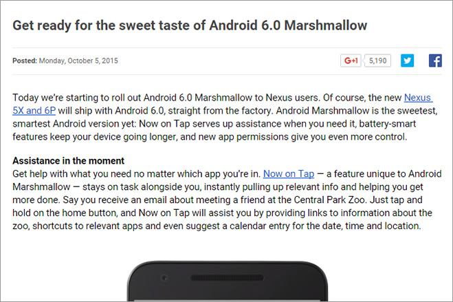 Android 6 0 Marshmallowがnexus端末に向けて配信中 10月5日から ゼロから始めるスマートフォン
