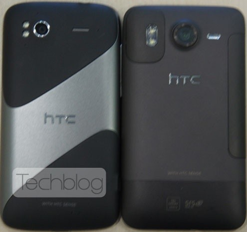 HTC PyramidとHTC Desire HDの寸法比較