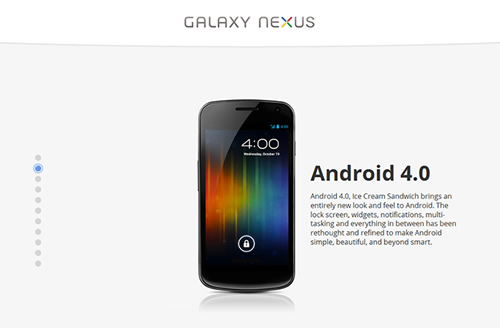 Galaxy Nexus　公式プロモーションサイト・動画