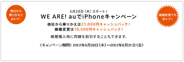 au iPhone キャッシュバックキャンペーン
