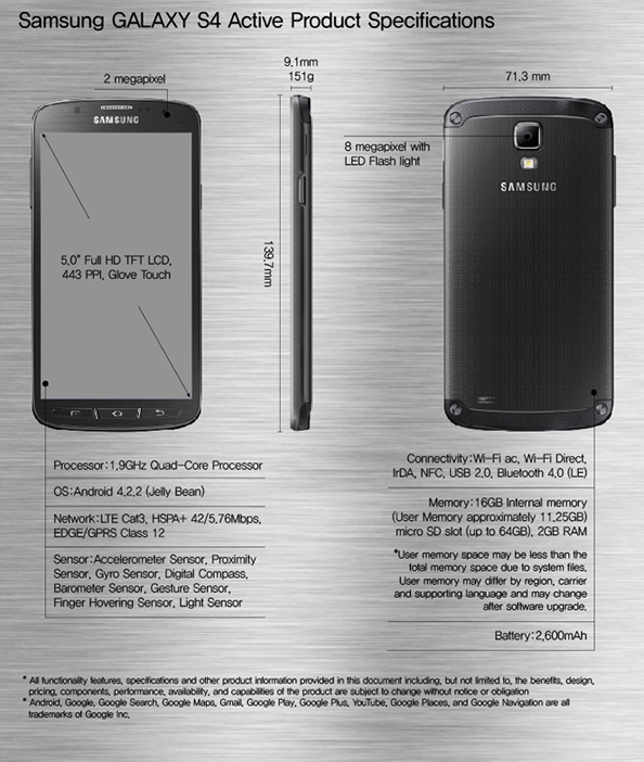 Samsung-GALAXY-S4-Active-Product-Specifications