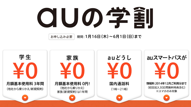 auの学割2014